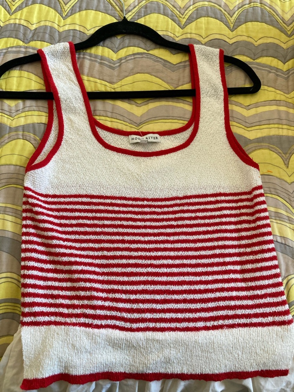Moon River Cream Maxi Dress with Red Knit Striped Bodice | NWT - Picture 9 of 9